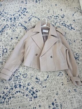 Asos Size Small Wool-Blend Cropped Trench Coat - Beige